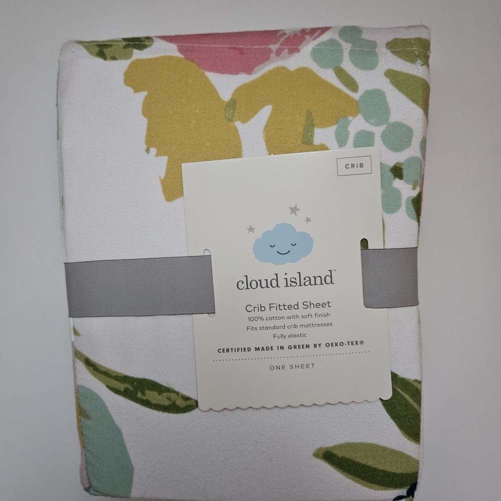 Cloud Island Crib Fitted Sheet - Green and Yellow Floral